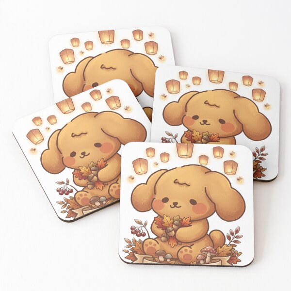 Item preview, Cozy Autumn Puppy with Floating Lanterns and Forest Harvest designed and sold by Stickivo.