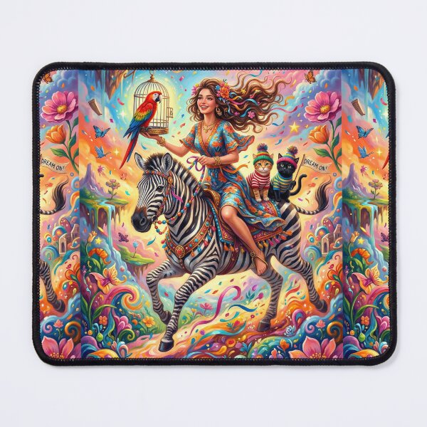 Item preview, A girl on a zebra with a parrot and cats. designed and sold by Natalia-Vlad.