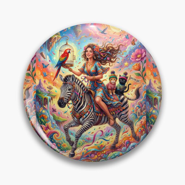 Item preview, A girl on a zebra with a parrot and cats.  designed and sold by Natalia-Vlad.
