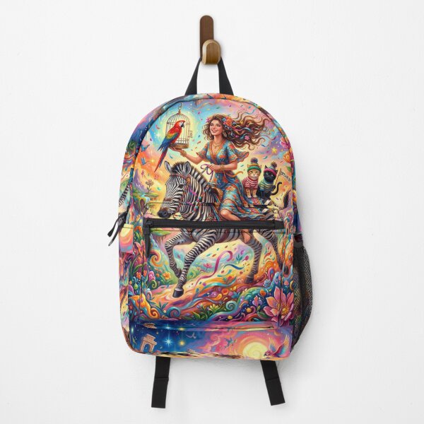 Item preview, A girl on a zebra with a parrot and cats. designed and sold by Natalia-Vlad.