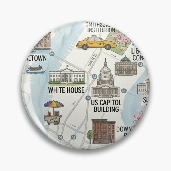 Item preview, Washington D.C. Illustrated Watercolor Map - The Nation's Capital designed and sold by ElartedeNoel.