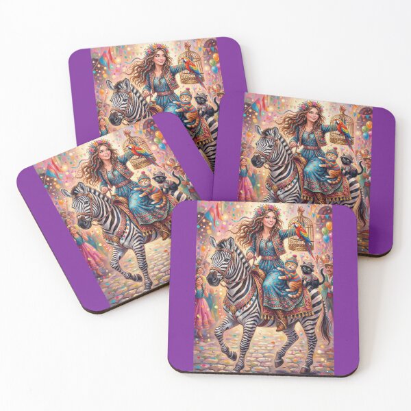 Item preview, A girl on a zebra with a parrot and cats.  designed and sold by Natalia-Vlad.
