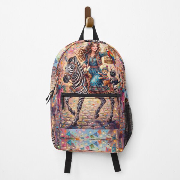 Item preview, A girl on a zebra with a parrot and cats. designed and sold by Natalia-Vlad.