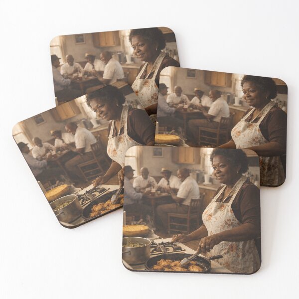 Item preview, “Sunday Dinner in Blackshear – Southern Soul Food Kitchen 1978, Black Family Cooking Art” designed and sold by LadyDCreations.