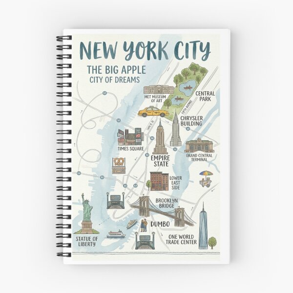 Item preview, New York City Illustrated Map – The Big Apple Landmark Poster designed and sold by ElartedeNoel.