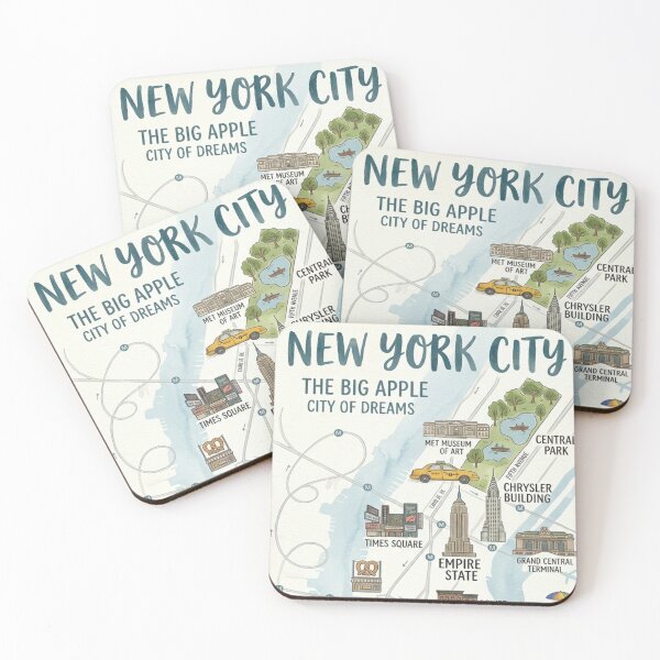 Item preview, New York City Illustrated Map – The Big Apple Landmark Poster designed and sold by ElartedeNoel.