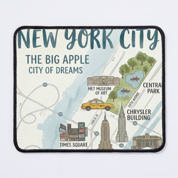 Item preview, New York City Illustrated Map – The Big Apple Landmark Poster designed and sold by ElartedeNoel.