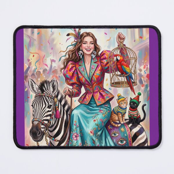 Item preview, A girl on a zebra with a parrot and cats.  designed and sold by Natalia-Vlad.