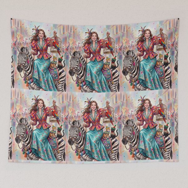 Item preview, A girl on a zebra with a parrot and cats.  designed and sold by Natalia-Vlad.