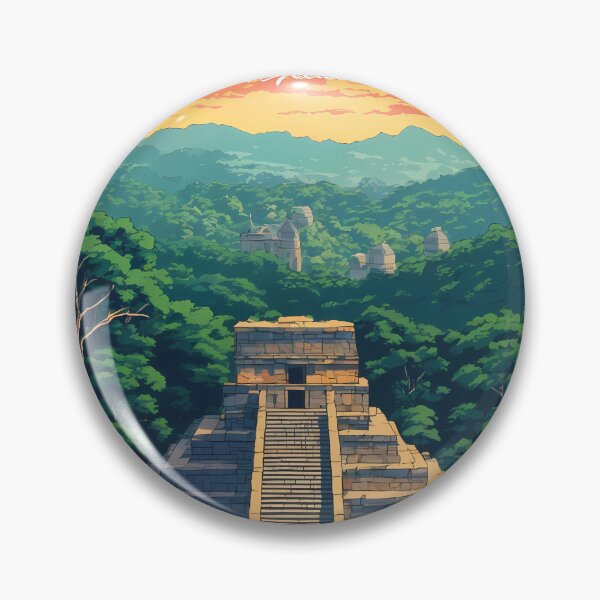 Item preview, Palenque Mayan Ruins Chiapas Mexico Retro Anime Landscape Vintage Travel Poster designed and sold by JacksoonLester.