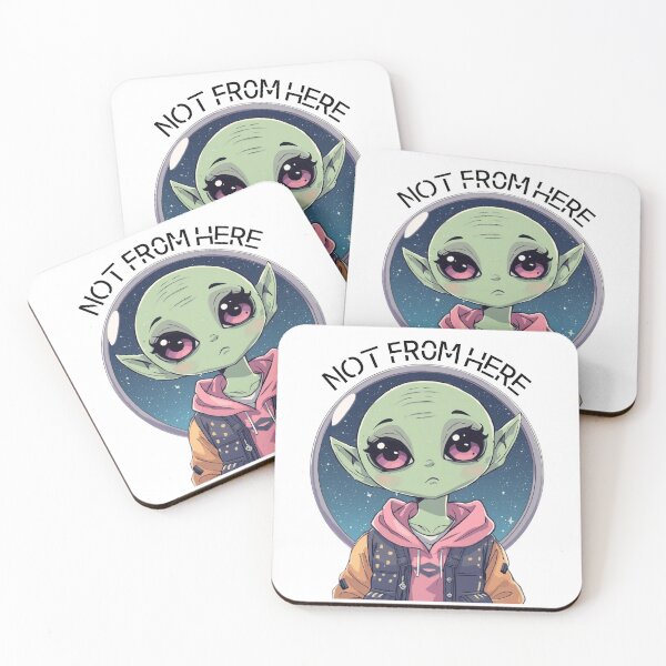 Item preview, Not From Here – Green Alien Pink Eyes Cool Jacket designed and sold by CosmicCutouts.