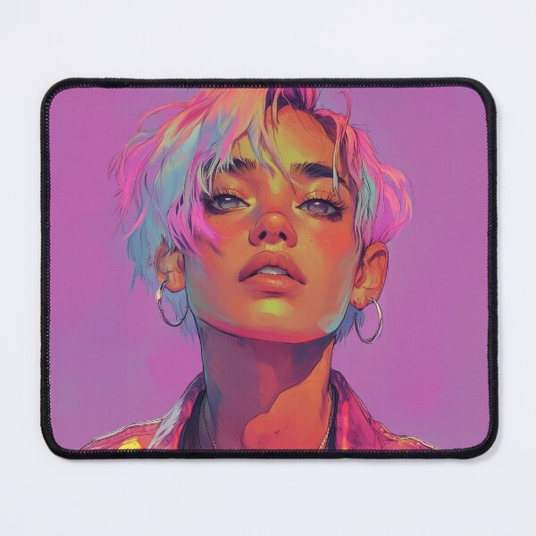 Item preview, Rainbow Hair Rebel – Anime Legends Portrait designed and sold by TechDreamscapes.