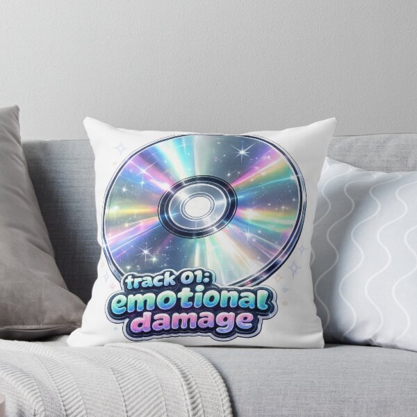 Aperçu de l'œuvre Piste 01 : CD holographique Emotional Damage avec autocollant Y2K créée et vendue par jgvisualarts.