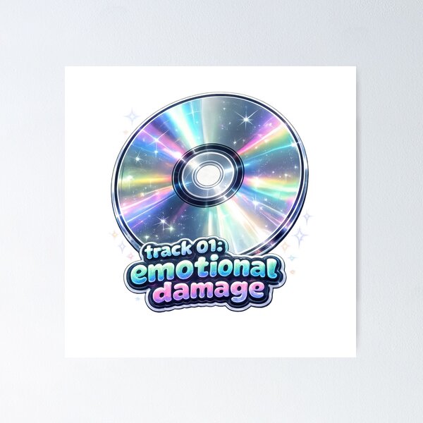 Item preview, Track 01: Emotional Damage Holographic CD Y2K Sticker designed and sold by jgvisualarts.