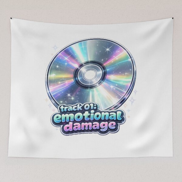 Item preview, Track 01: Emotional Damage Holographic CD Y2K Sticker designed and sold by jgvisualarts.