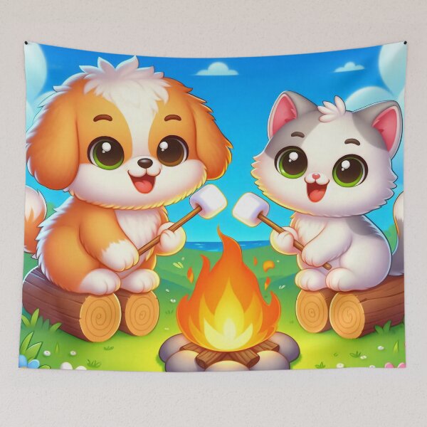 Item preview, Cute Dog and Cat Marshmallow Cartoon designed and sold by CuteThingsWorld.