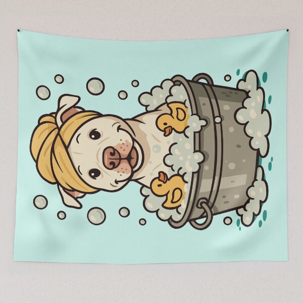 Item preview, American Pit Bull Terrier Taking a Bath designed and sold by Ghost on Toast.