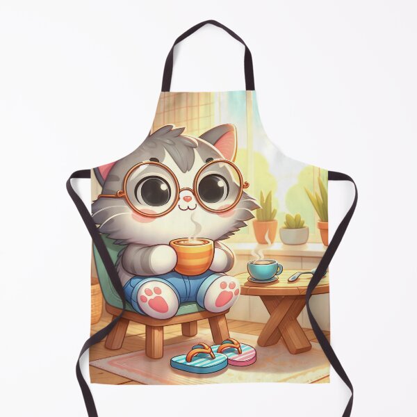 Item preview, Cute Relaxed Cat Drinking Coffee designed and sold by CuteThingsWorld.
