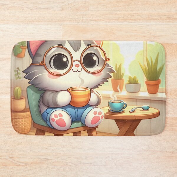 Item preview, Cute Relaxed Cat Drinking Coffee designed and sold by CuteThingsWorld.