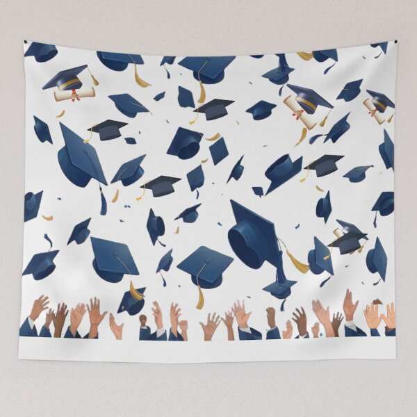 Item preview, Graduation Caps Tossing in the Air Celebratory Confetti Graduation Day  designed and sold by VibranPalette.