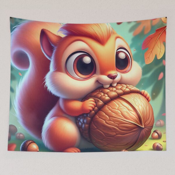 Item preview, Cute Squirrel Opening Giant Nut designed and sold by CuteThingsWorld.