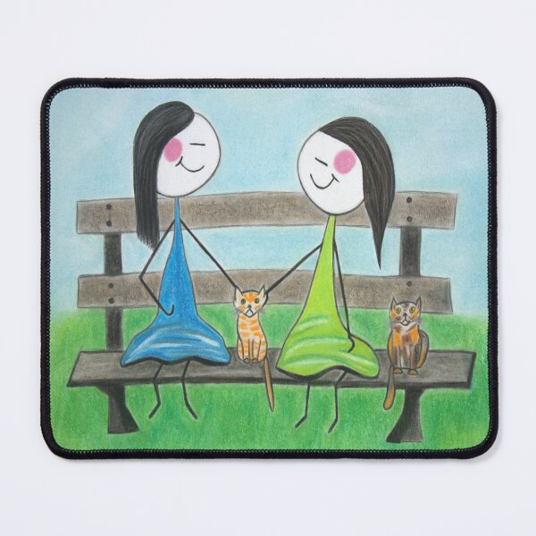 Item preview, Two Friends Sitting with Two Cats designed and sold by Ameljor Designs.
