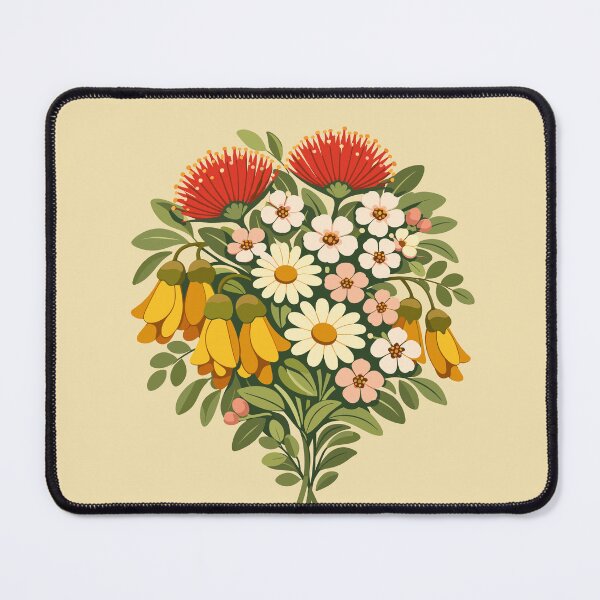 Item preview, Kiwiana Wildflower Bouquet – Retro NZ Floral Art designed and sold by MvuuStudio.