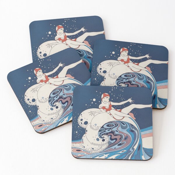 Item preview, Art Deco Illustration Surfing Flapper Woman for Vintage Art Lovers designed and sold by RickE.