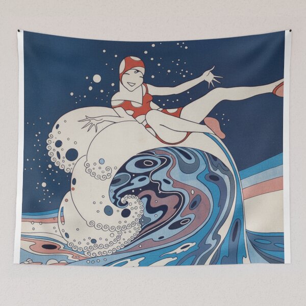 Item preview, Art Deco Illustration Surfing Flapper Woman for Vintage Art Lovers designed and sold by RickE.
