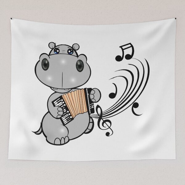 Item preview, Joyful Hippo Playing the Accordion designed and sold by Shirley cute art .