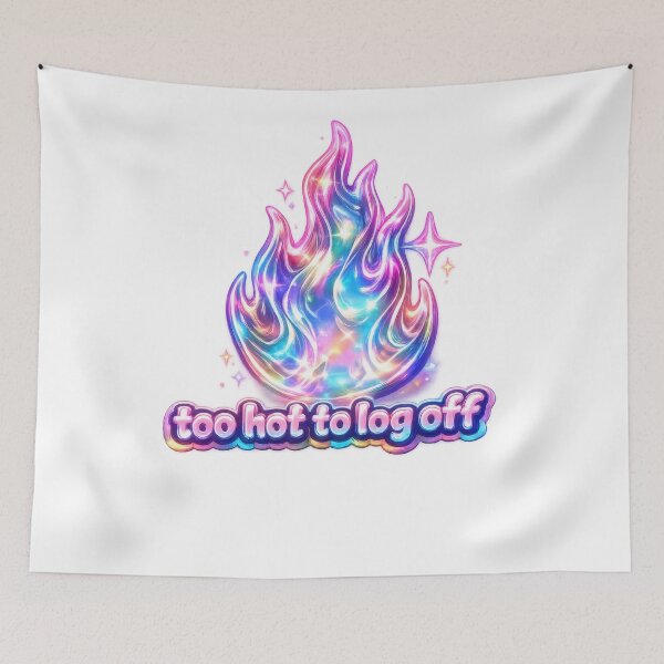 Item preview, Too Hot to Log Off Holographic Flame Y2K  designed and sold by jgvisualarts.