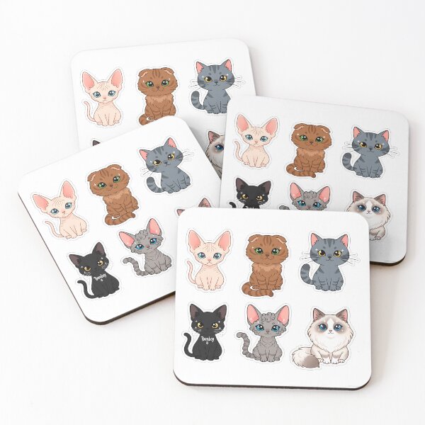 Item preview, Adorable Cartoon Cats Kawaii Cute Feline Friends Sticker designed and sold by PopDesignStyle.