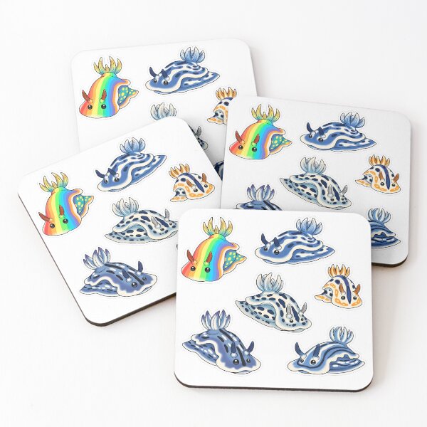 Item preview, Vibrant Cartoon Nudibranch Sticker Set of 6 Colorful Sea Slugs designed and sold by PopDesignStyle.