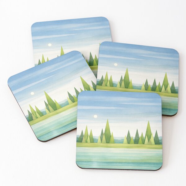 Item preview, Abstract Forest Landscape Painting in Blue and Green  designed and sold by Val Arie.