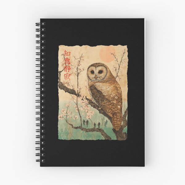 Item preview, Wise Owl Cherry Blossom Japanese Woodblock Style  designed and sold by titanlevi.