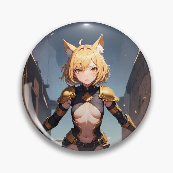 Item preview, Golden Knight Kitsune Anime Girl - Taninaha Mayowara Fire and Armor Art designed and sold by iloveanimechibi.