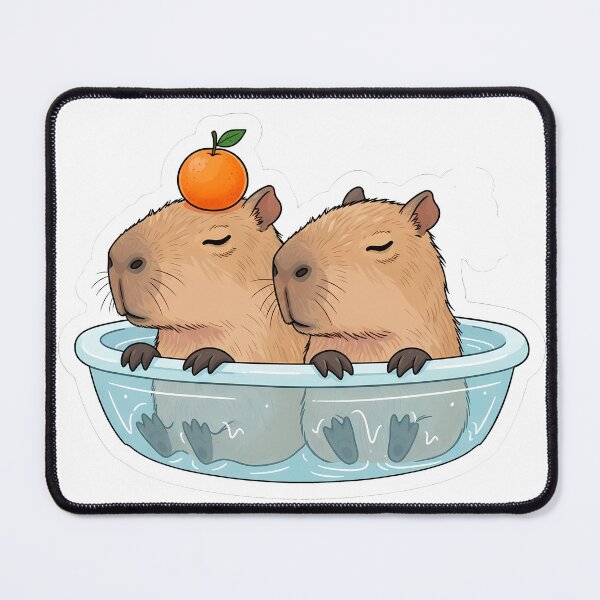 Item preview, Cute Capybaras Relaxing in Bathtub with Orange designed and sold by PopDesignStyle.