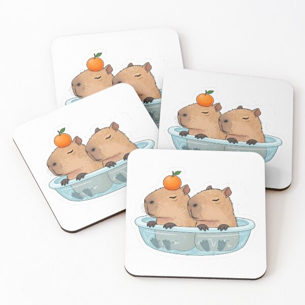 Item preview, Cute Capybaras Relaxing in Bathtub with Orange designed and sold by PopDesignStyle.