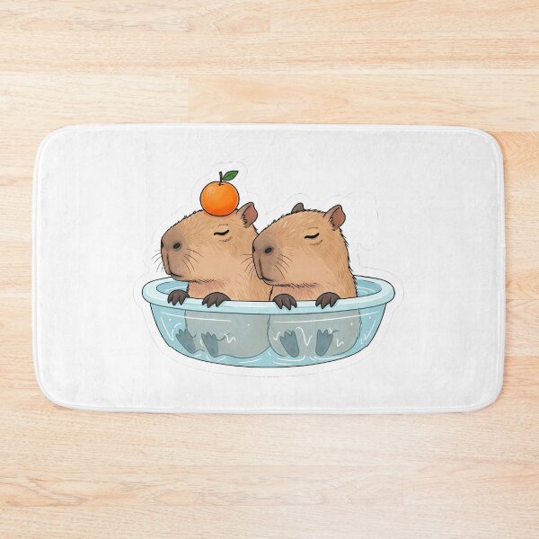 Item preview, Cute Capybaras Relaxing in Bathtub with Orange designed and sold by PopDesignStyle.