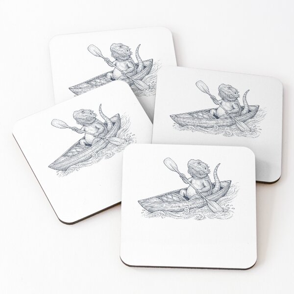 Item preview, Vintage Bearded Dragon Kayaking Water Sports Animal Lover designed and sold by DoodleTortle.