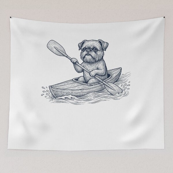 Artikelvorschau, Vintage Brüsseler Griffon Kajakfahren Wassersport Hundeliebhaber entworfen und verkauft von DoodleTortle.