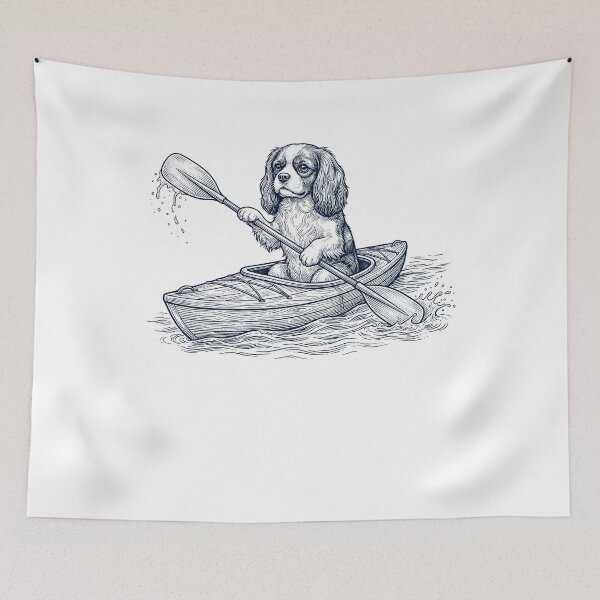 Item preview, Vintage Cavalier King Charles Spaniel Kayaking Water Sports Dog Lover designed and sold by DoodleTortle.