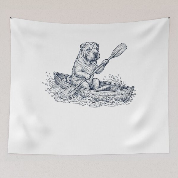 Item preview, Vintage Chinese Shar Pei Kayaking Water Sports Dog Lover designed and sold by DoodleTortle.