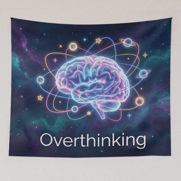 Item preview, Overthinking - Cosmic Neon Brain Universe Space Galaxy Mental Health Aesthetic Design designed and sold by magiquecreations.
