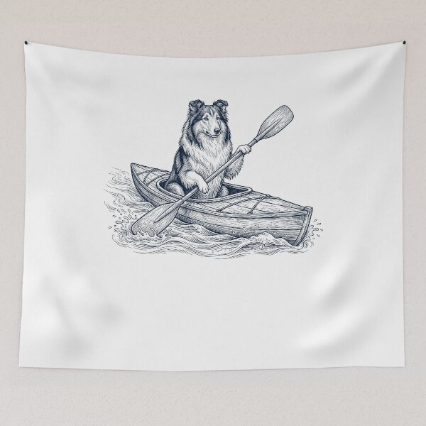 Item preview, Vintage Collie Kayaking Water Sports Dog Lover designed and sold by DoodleTortle.