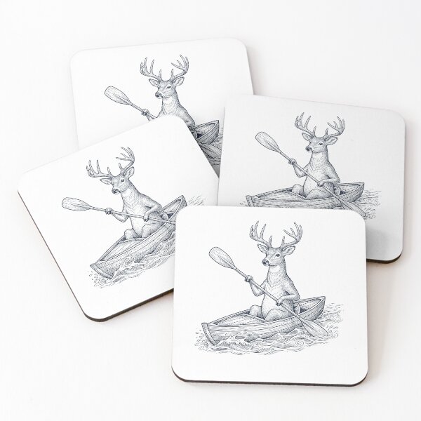 Item preview, Vintage Deer Kayaking Water Sports Animal Lover designed and sold by DoodleTortle.