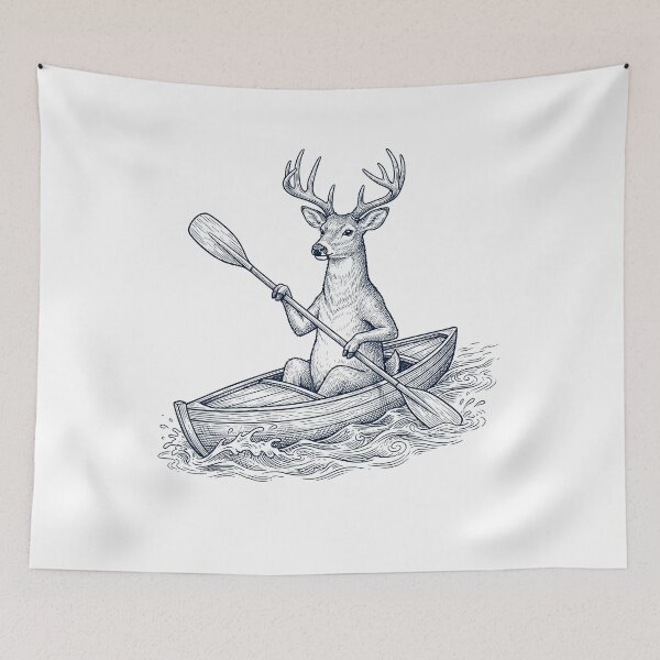 Item preview, Vintage Deer Kayaking Water Sports Animal Lover designed and sold by DoodleTortle.