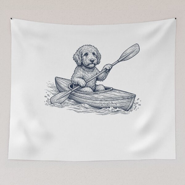 Item preview, Vintage Goldendoodle Kayaking Water Sports Dog Lover designed and sold by DoodleTortle.