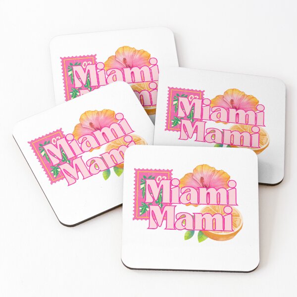 Item preview, Miami Mami Tropical Retro Sticker Pink Hibiscus Orange Florida Latina Pride designed and sold by PJZShop.