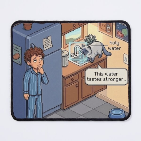 Item preview, Faucet Water Cat – Funny Pixel RPG Hydration Chaos designed and sold by PawMic.